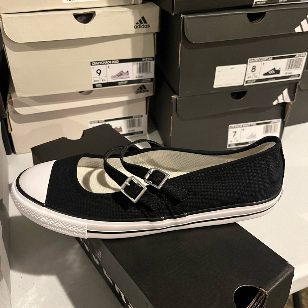 Adidas Women's Black Canvas Mary Jane Sneakers